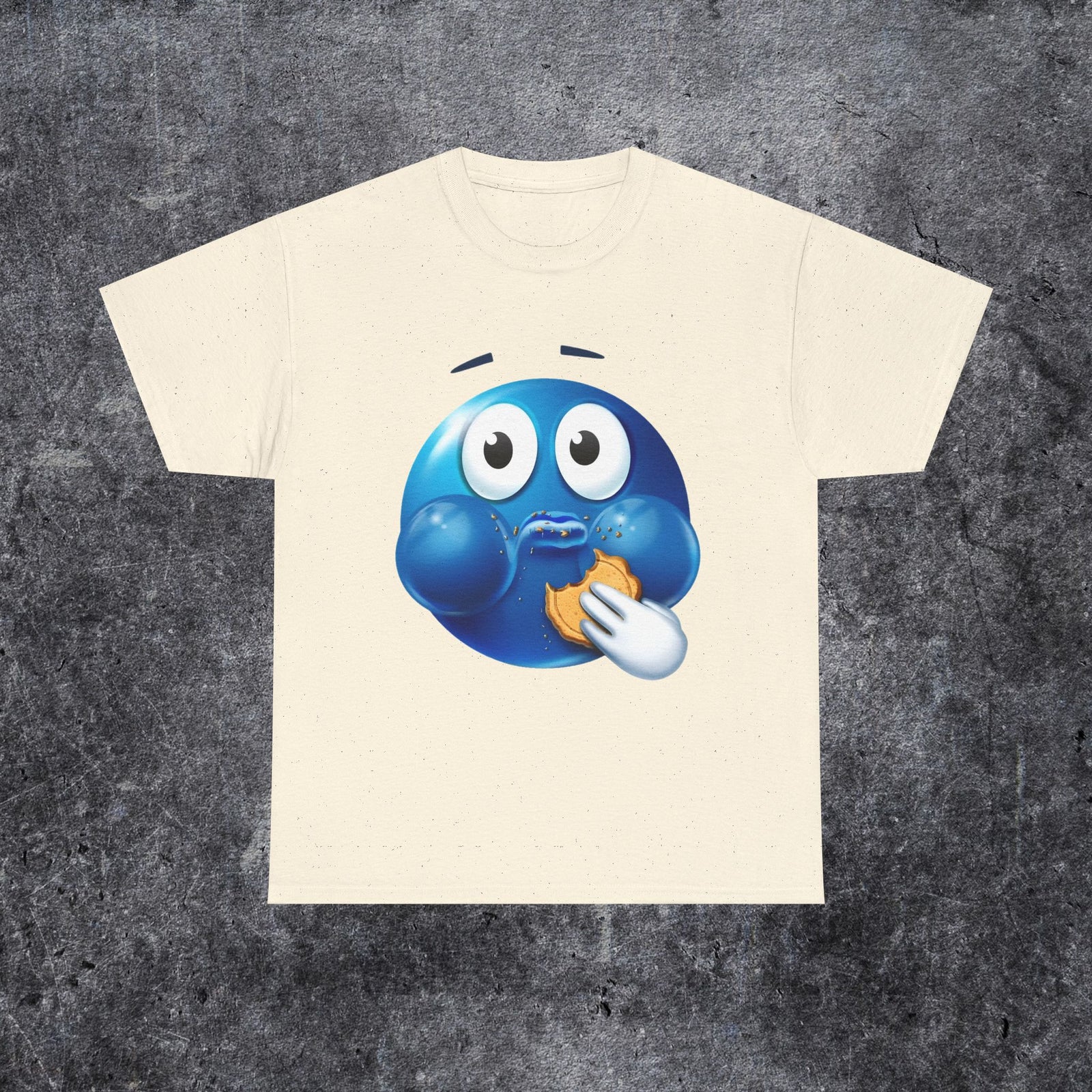 Funny blue face emoji Y2K tee, Cool Y2K sleep tshirt