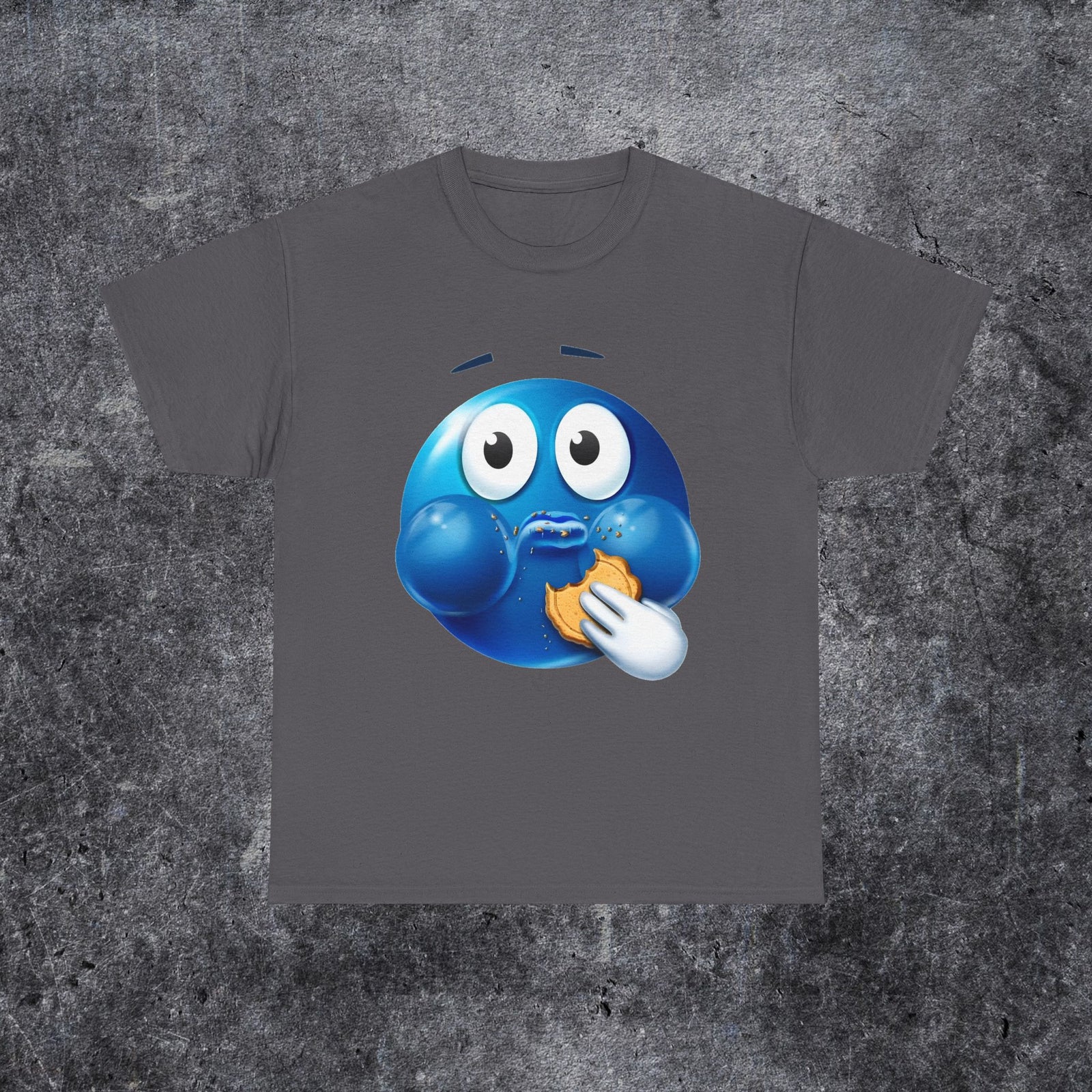 Funny blue face emoji Y2K tee, Cool Y2K sleep tshirt