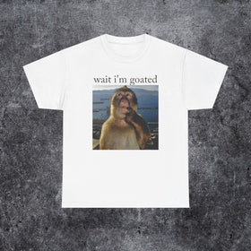 Wait i'm goated T-shirt thinking monkey meme