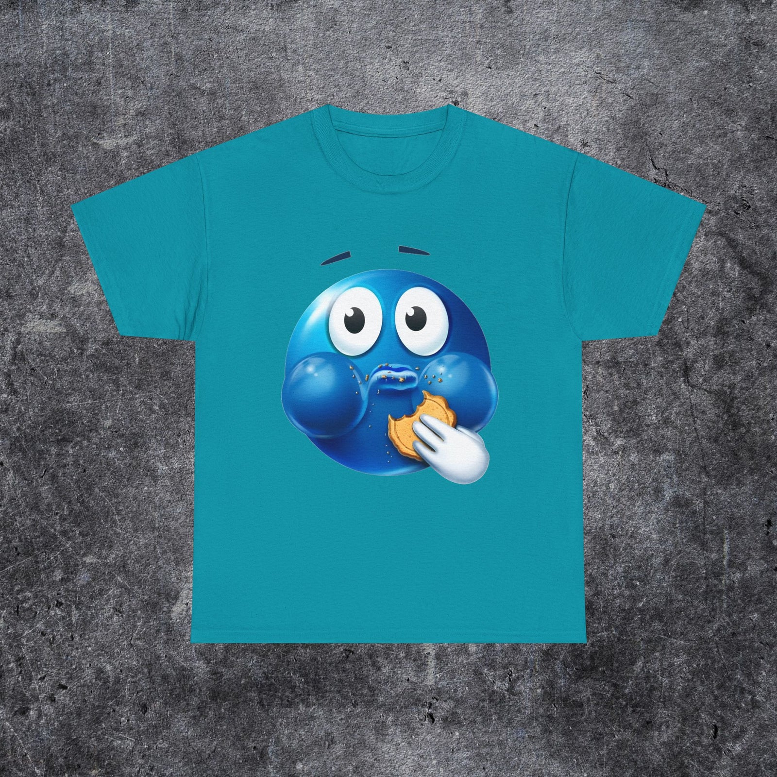 Funny blue face emoji Y2K tee, Cool Y2K sleep tshirt