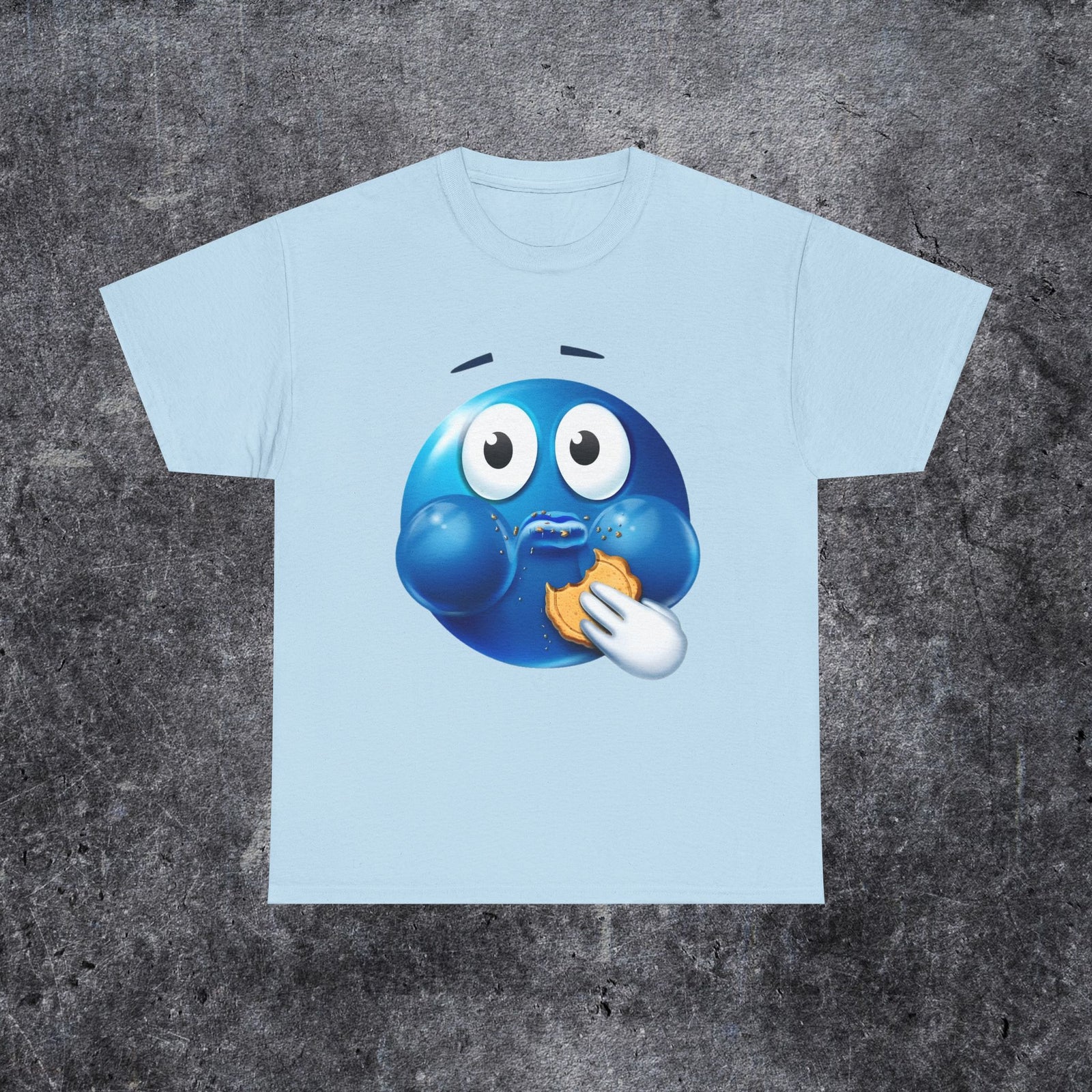 Funny blue face emoji Y2K tee, Cool Y2K sleep tshirt