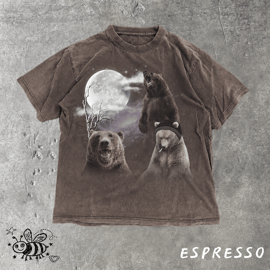 Retro Bear Moon Graphic T-shirt