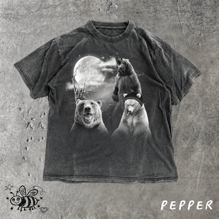 Retro Bear Moon Graphic T-shirt