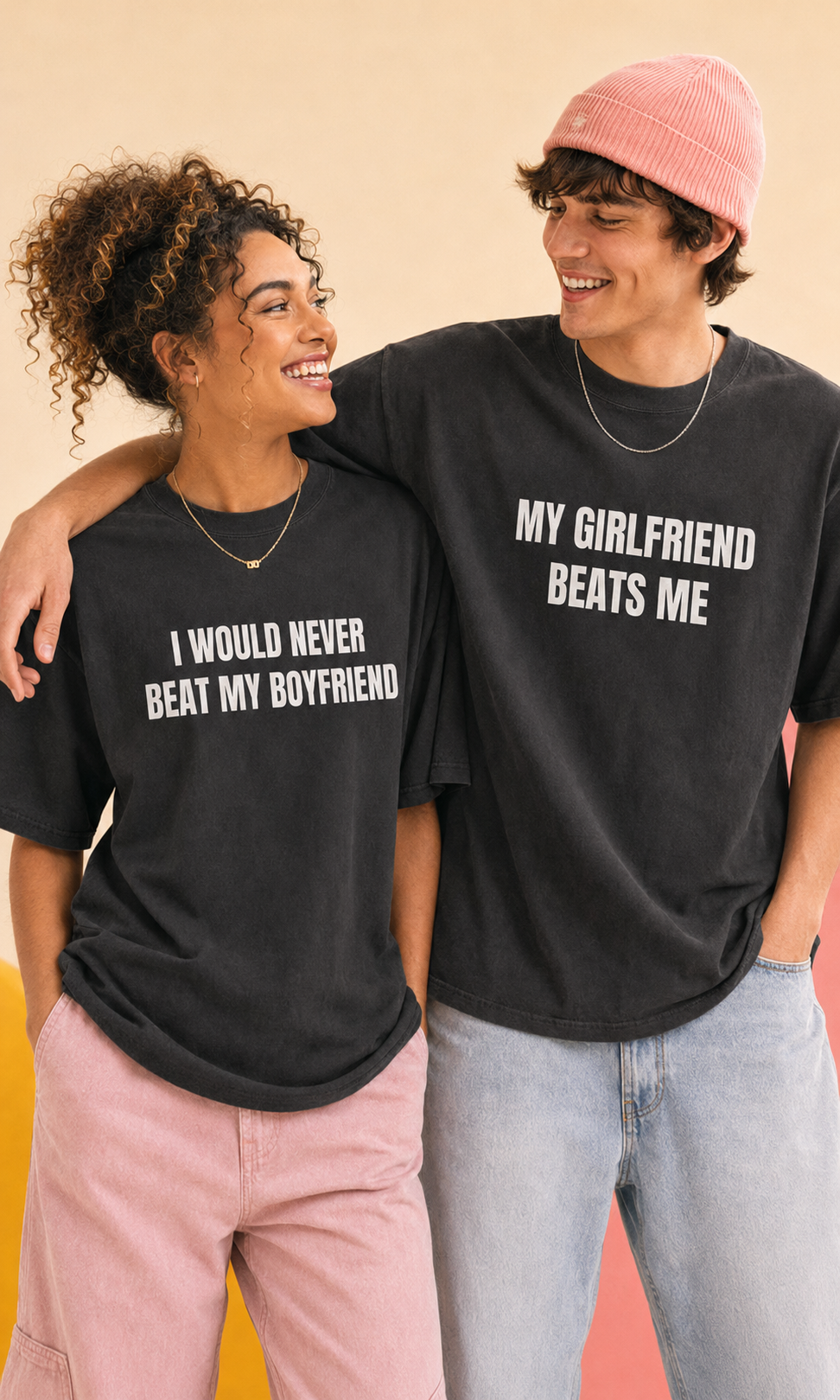My gf beats me i would never beat my bf couple matching set shirts