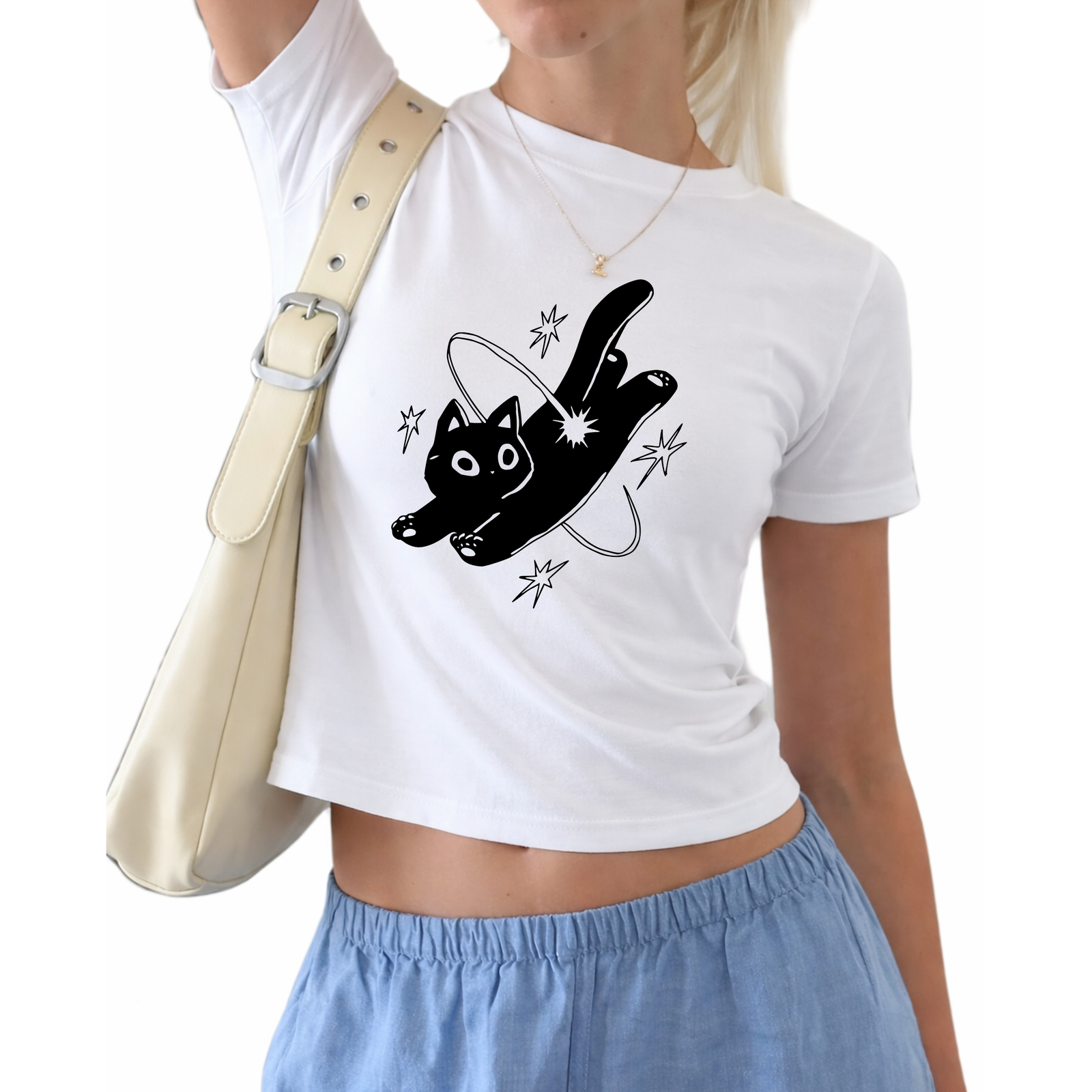 Cat in space baby tee