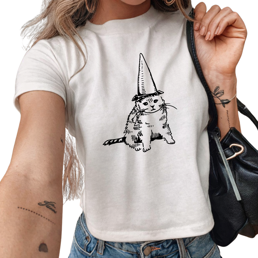 Silly cat Y2K baby tee
