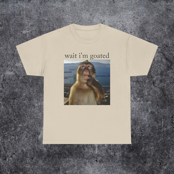 Wait i'm goated T-shirt thinking monkey meme