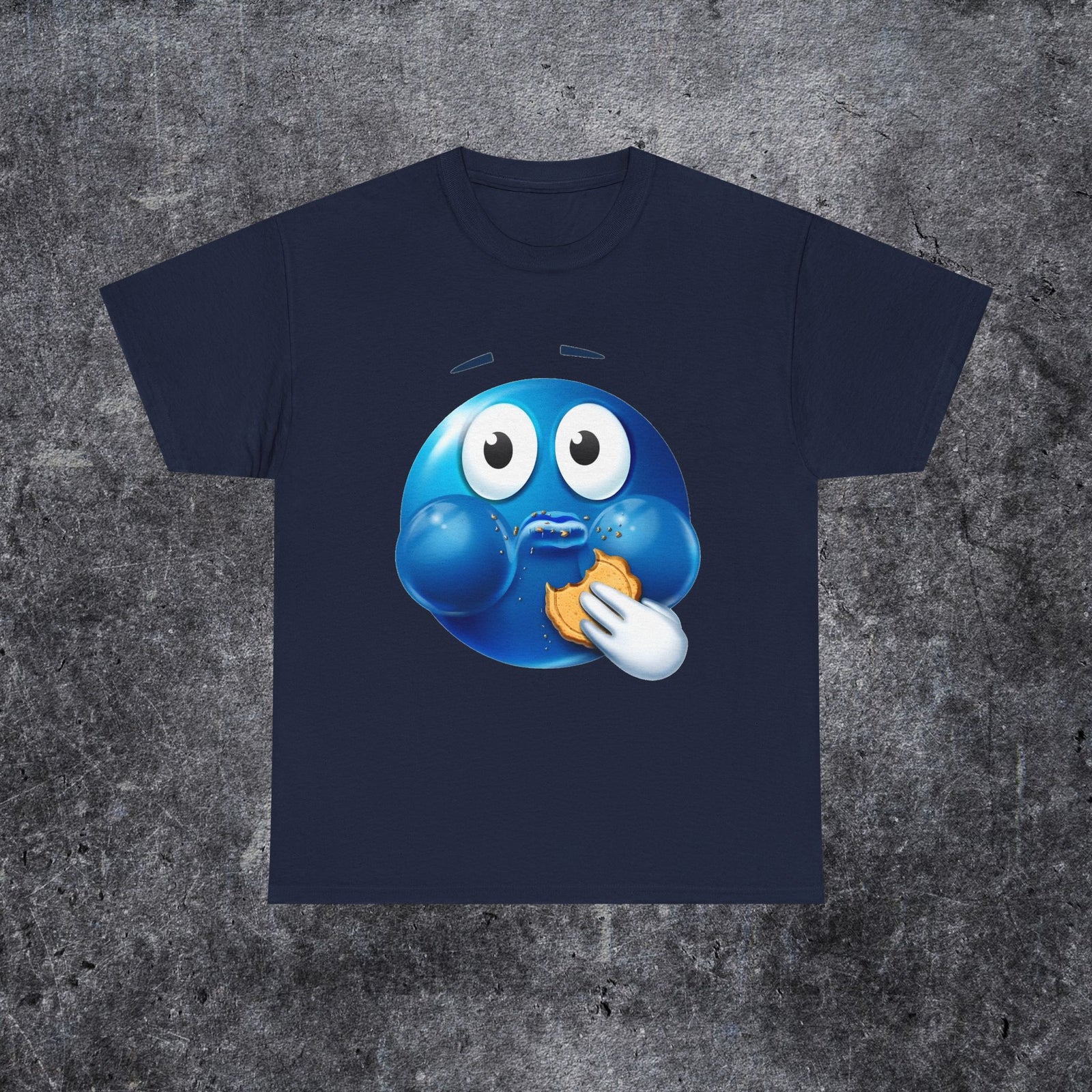 Funny blue face emoji Y2K tee, Cool Y2K sleep tshirt