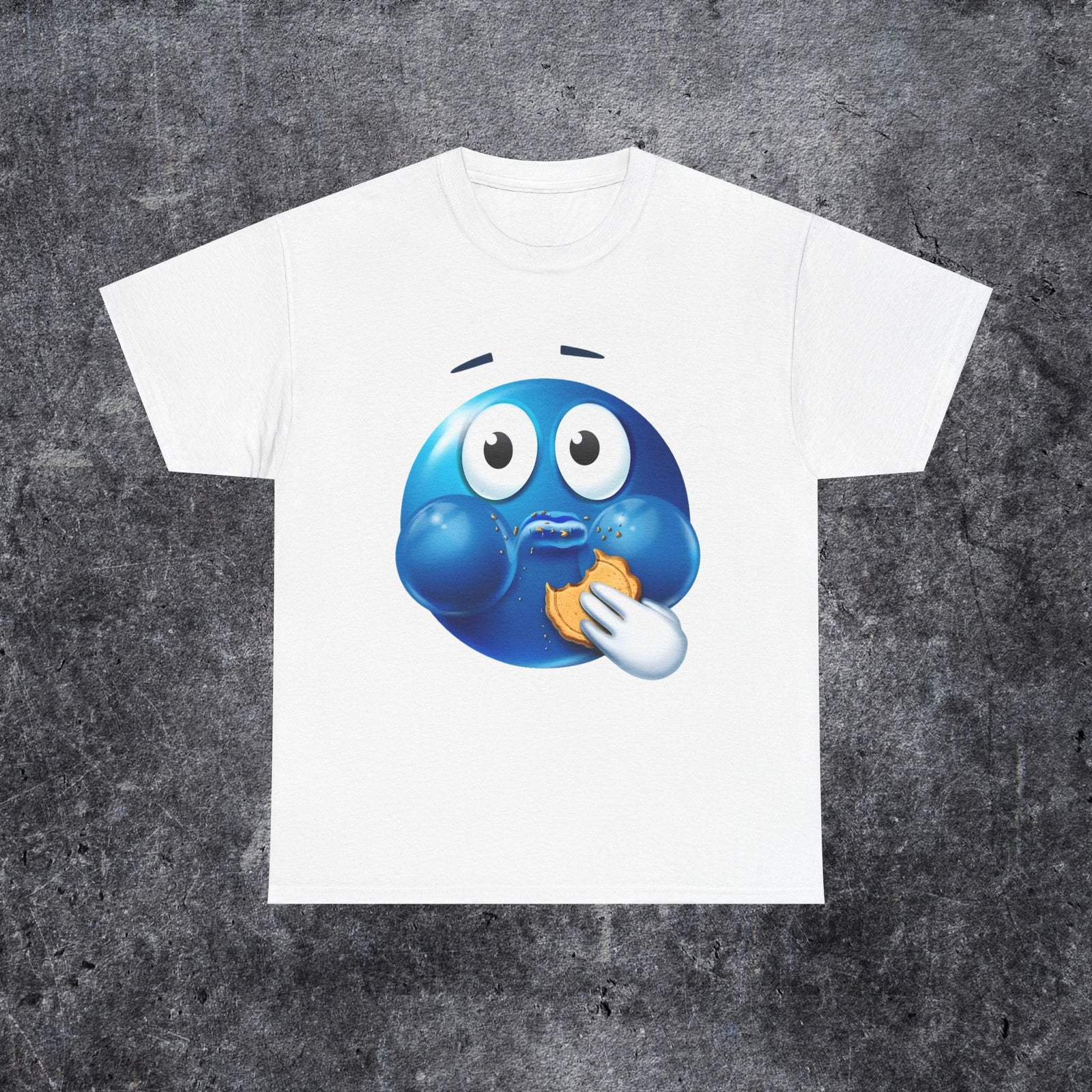 Funny blue face emoji Y2K tee, Cool Y2K sleep tshirt